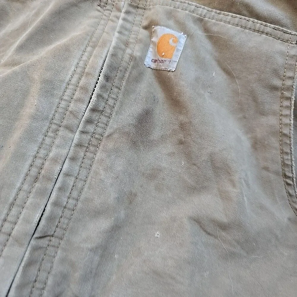 Carhartt Thrashed Men's L Tan Jacket 14806 Quilted Lining Heavy Duty Coat